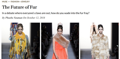 ROBB REPORT - Maison Atia mentioned in article “ The Future of Fur”